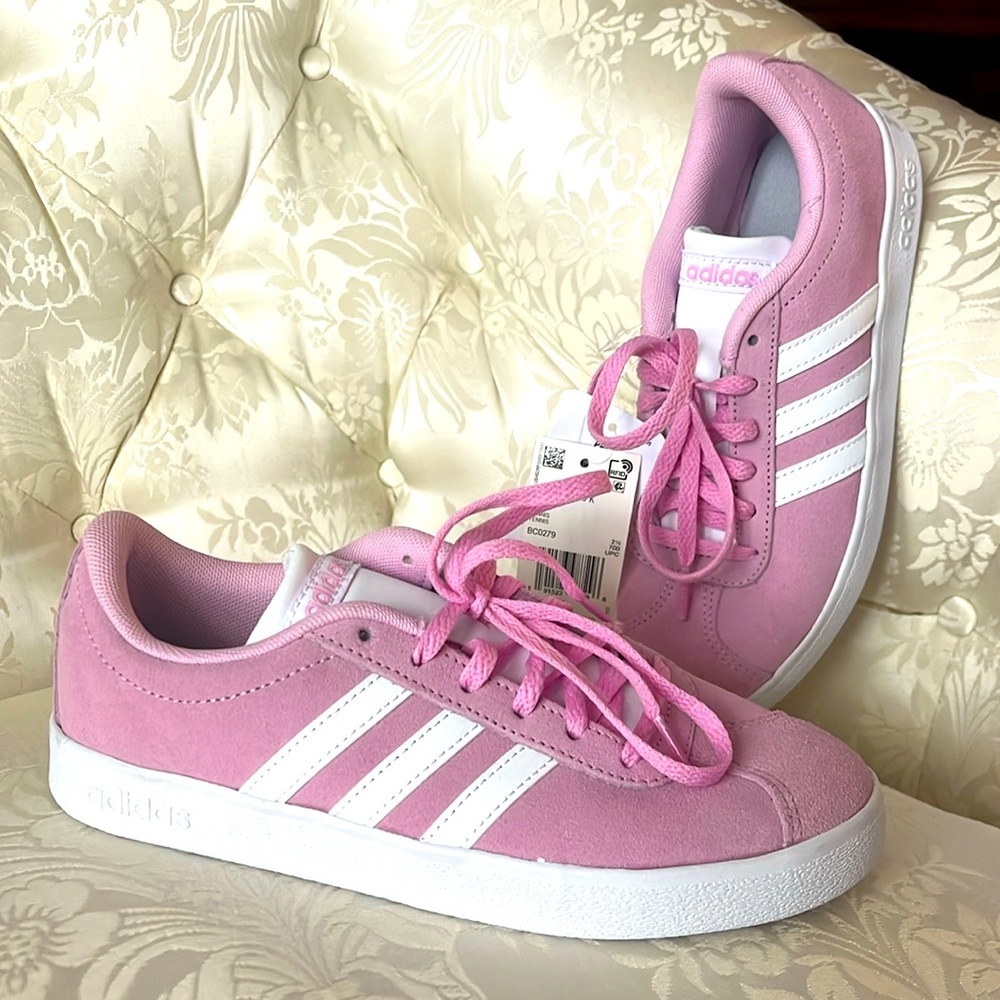 adidas Kids Pink and White Classic Sneakers